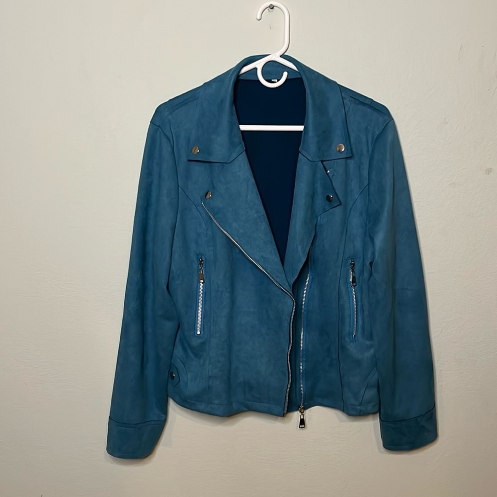 Faux suede moto jacket